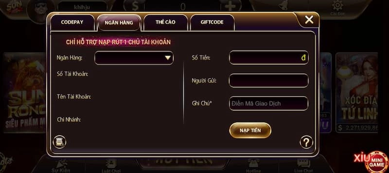 Nạp tiền Sun Win qua ngân hàng 